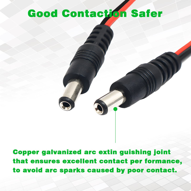 [Australia - AusPower] - DC Power Pigtails Cable, 20Pcs DC 5.5 X 2.1 mm Barrel Male DC Plug Connector Pigtail for Led Strip, Security Camera Wire CORD20PC 