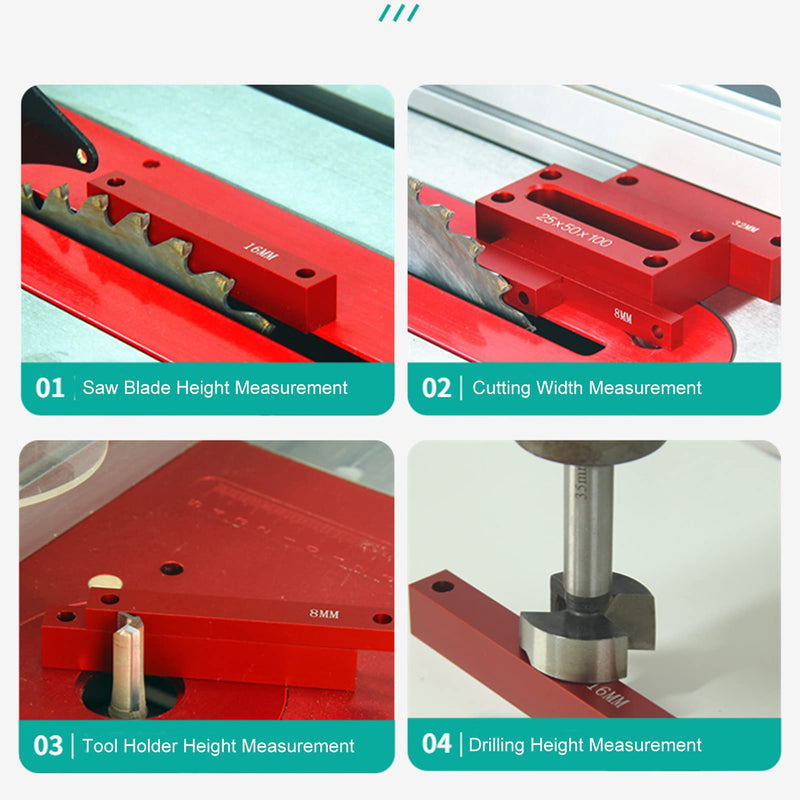 Height Measuring Blocks, 9-Piece 1-32 mm Aluminum | Milling Machine Adjustment Tool ±0.001 Inch Accuracy Anodized with Protective Box