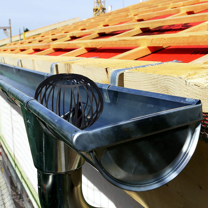 [Australia - AusPower] - Hsthe Sea Set of 4 Black Downpipe Protectors, Gutter Fastening, Plastic Basket, Leaf Gutter Screen, Downpipe Protector, Diameter 4.9 inches, Polypropylene. 