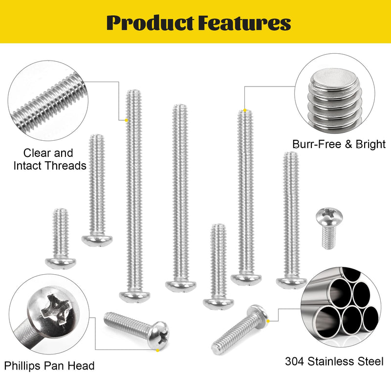 [Australia - AusPower] - 1220PCS M3 M4 M5 M6 Metric Hex Socket Head Screws Assortment Kit & 115PCS SAE #8-32 Phillips Pan Head Screws Bolts Assortment Kit 