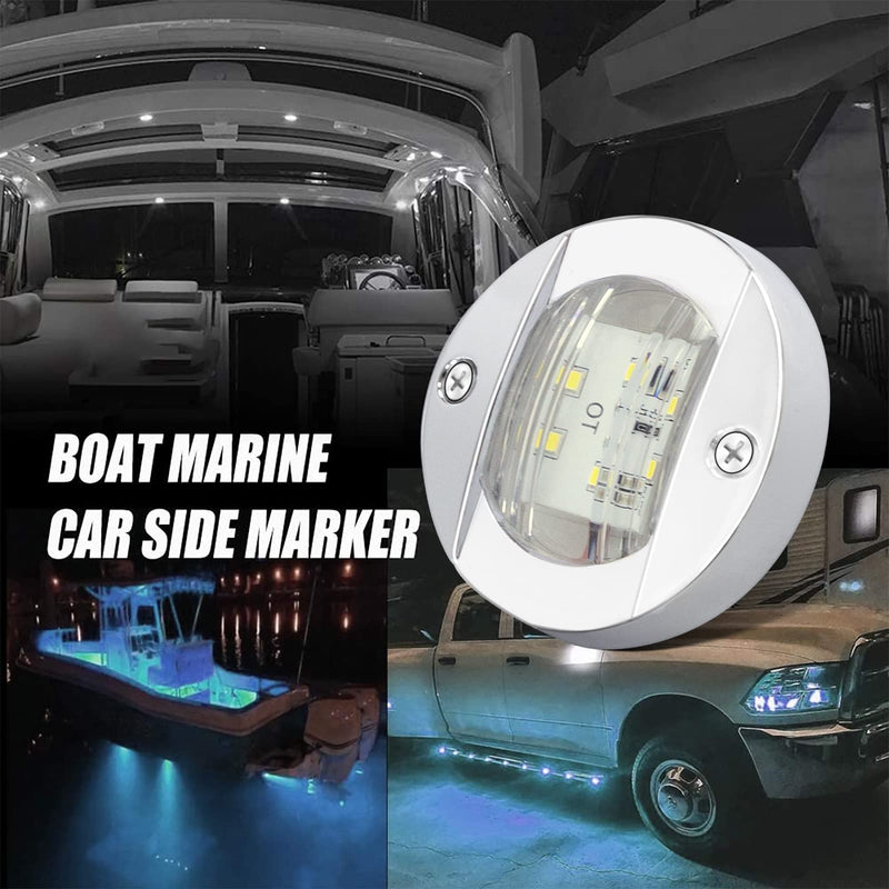 ALFU DC12V Waterproof 6 LED Marine Courtesy Lights, Surface Mount Non-Navigation Boat Deck Stern Cabin Utility Lamp for Pontoon Kayak Sailboat Yacht 8PCSWhite White(8PCS)