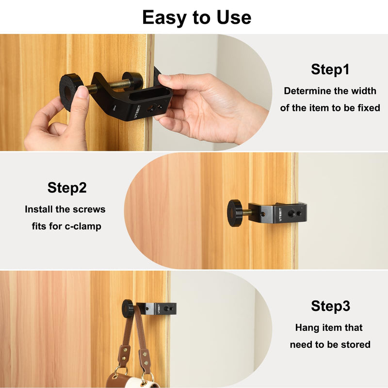 [Australia - AusPower] - UTEBIT Universal C-Clamp with 1/4" and 3/8" Thread Hole for Desktop Mount Tables Desk Clamps Aluminum Support Small C Clamp 2 Pack 2 PACK C-CLAMP 