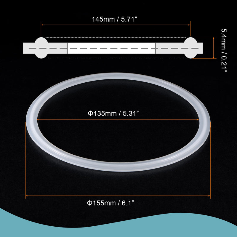[Australia - AusPower] - MECCANIXITY Silicone Rubber Gasket Industrial Flange O-Ring for 5.5 Inch Clamp White 5.5" 