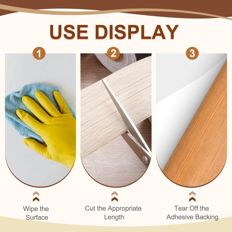 MECCANIXITY Wood Grain Repair Tape, 2 Inch x 33 Feet Self Adhesive Wood Grain Tape Multi-Purpose Wallpaper Border Trim for Furniture Floors Windows Doors Tables Home, Gray, 2 Roll