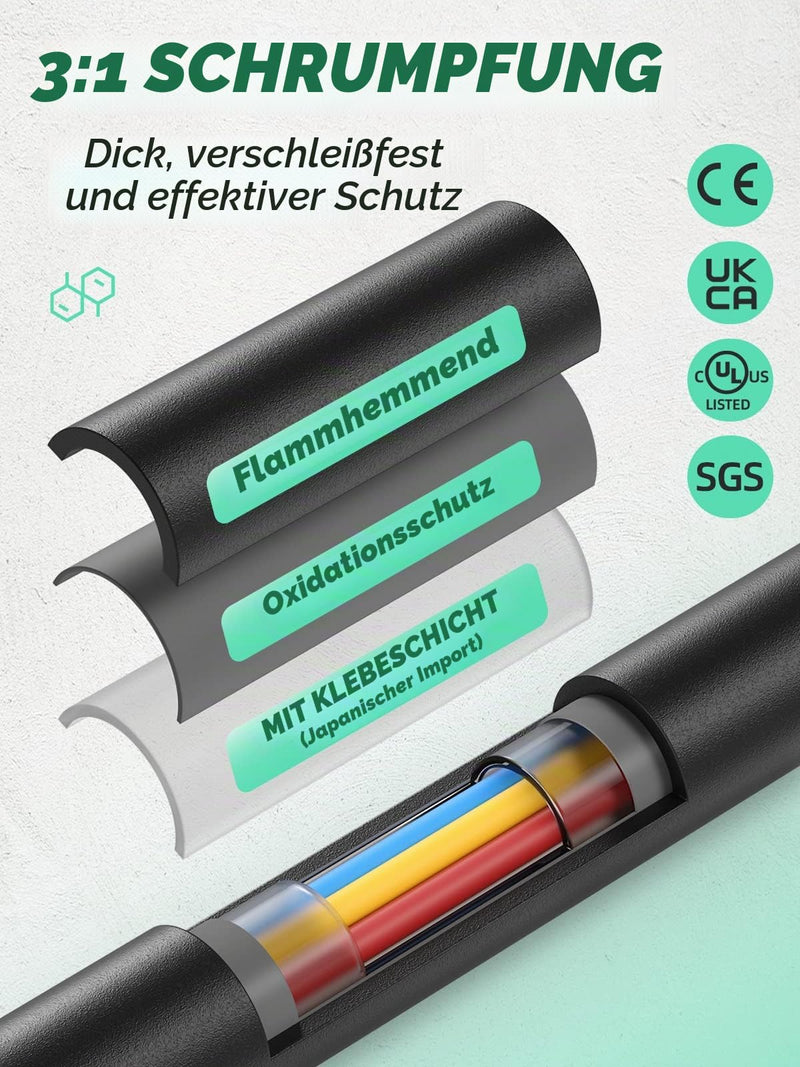 Eventronic 3:1 Heat Shrink Tube with Adhesive and Double Wall, Diameter 30 mm & 2 m Length, IP65 Waterproof, Insulation Tape, for Electrical Insulation and Wire Connectors, 12 Diameter Options, Never Fade 30mm, 2m