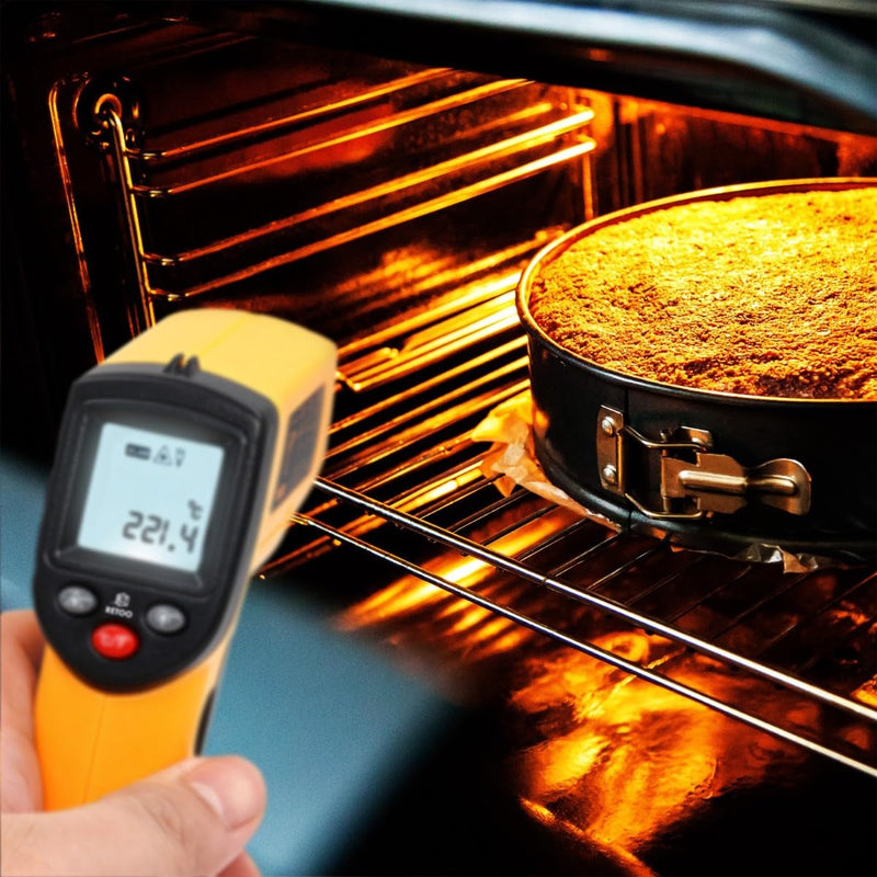 Retoo Infrared Thermometer -50-380°C LCD Laser Non-Contact °C/°F | Measurement in 1 second, LCD lighting, 14 x 8.5 x 3.5 cm, 2 x AAA not included, ABS, orange-black