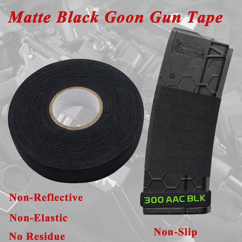 Gun Grip Tape - 1 Inch x 27.34 Yards Black Goon Tape, Water-Resistant Tactical Tape Handle Protector, Non-Slip & Non-Reflective Grip Tape for Pistol Rifle Handgun & Shotguns