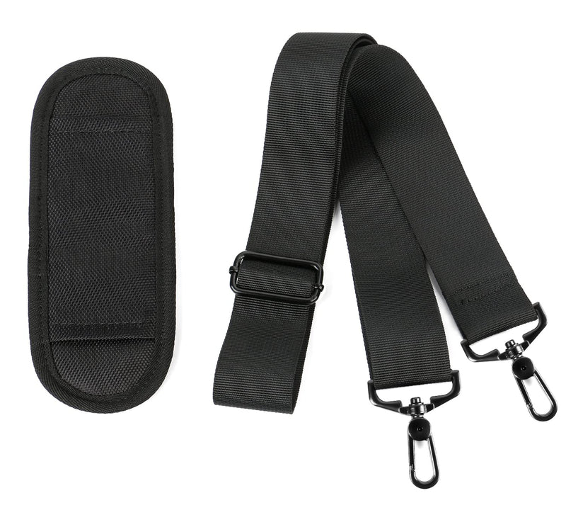 [Australia - AusPower] - Ytonet Shoulder Strap, 52" Universal Adjustable Padded Laptop Shoulder Strap Replacement Comfortable Belt with Metal Hooks for Laptop Messenger Crossbody Bag Luggage Duffel Camera, Black 