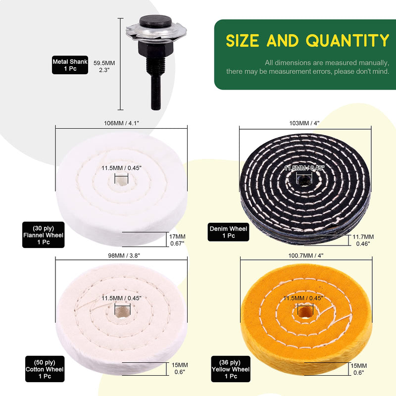 [Australia - AusPower] - Keadic 8Pcs 4inch Buffing Polishing Wheel Kit Includes Polishing Compounds, Buffer Wheels for Polishing and 1/2" Arbor Hole, Polishing Pad Buffing Wheel Kit, Buffer Polisher for Bench Grinder 4'' Buffering wheel Kit 
