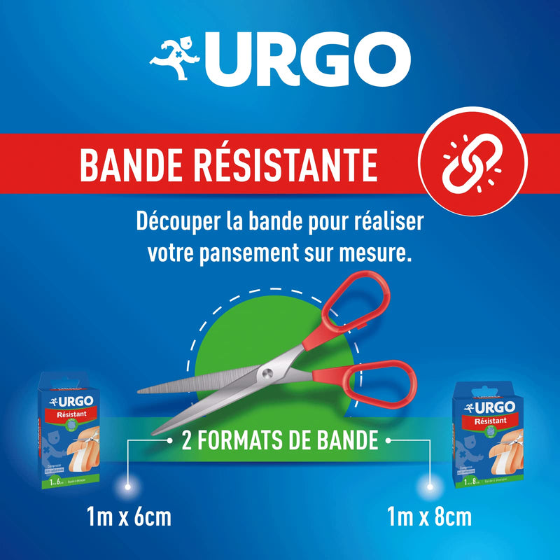 Urgo – Durable Cutting Tape – Fabric Tape – Non-Stick Compress – 1 x 8 cm 1 m x 8cm