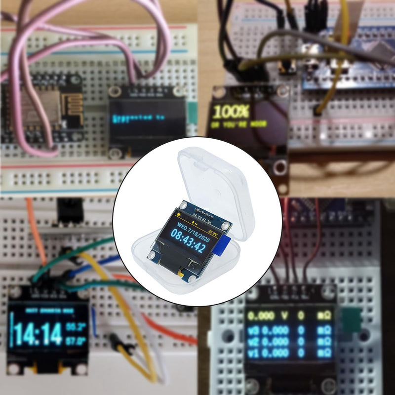 4 x 0.96-inch 128 x 64 pixel OLED LCD displays (yellow and blue) | 1315 chip drive, IIC interface I2C screen display module, compatible with Arduino