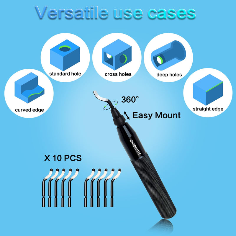 DKIBBITH 13-Piece Deburring Tool Set with 2 Countersinks & 11 Blades - Works on Metal, Resin, PVC, Copper, Plastic,3D Printed Edges - Plumbing & 3D Printing Burr Removal Reamer Tool. 13 Piece Deburring Tool