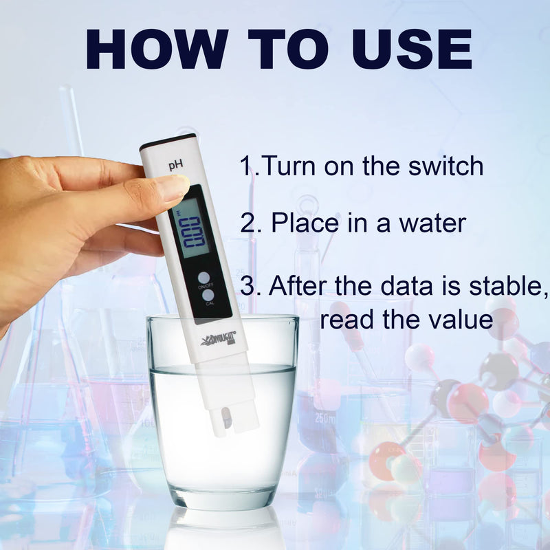 [Australia - AusPower] - Water Tester PH Meter, Digital PH Meter 0.01 PH High Accuracy Water Quality Tester with 0-14 PH Measurement Range for Household Drinking, Pool and Aquarium Water PH Tester Design with ATC 