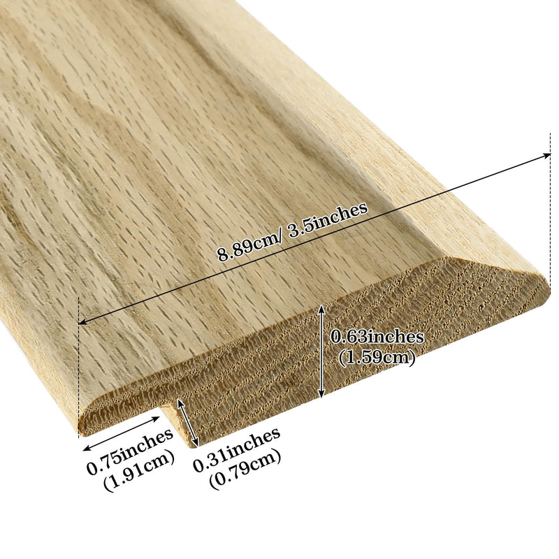 Kigley Solid Red Oak Interior Threshold Wood Overlap Threshold Doorways Reducer Threshold, 36 Inches Long (Classic Style) 36 x 3.5 x 0.63 Inches