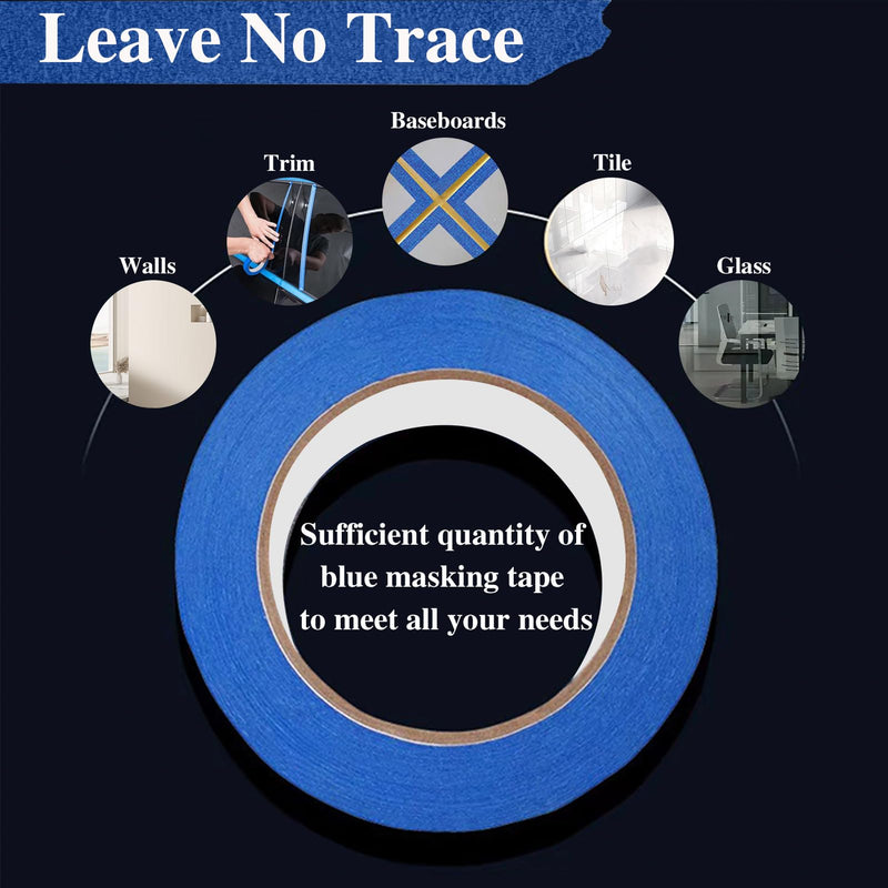 [Australia - AusPower] - Painters Tape 1 Inch Wide, 4-Pack Blue Tape for General Purpose Use, 1 Inch X 55 Yards X 4 Rolls, 220 Yards in Total 