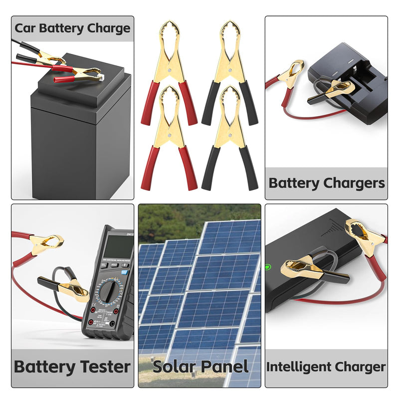 [Australia - AusPower] - Cleqee 10pcs Black & Red Insulated Alligator Clips for Charged Truck Car Battery Charging Electrical Test 