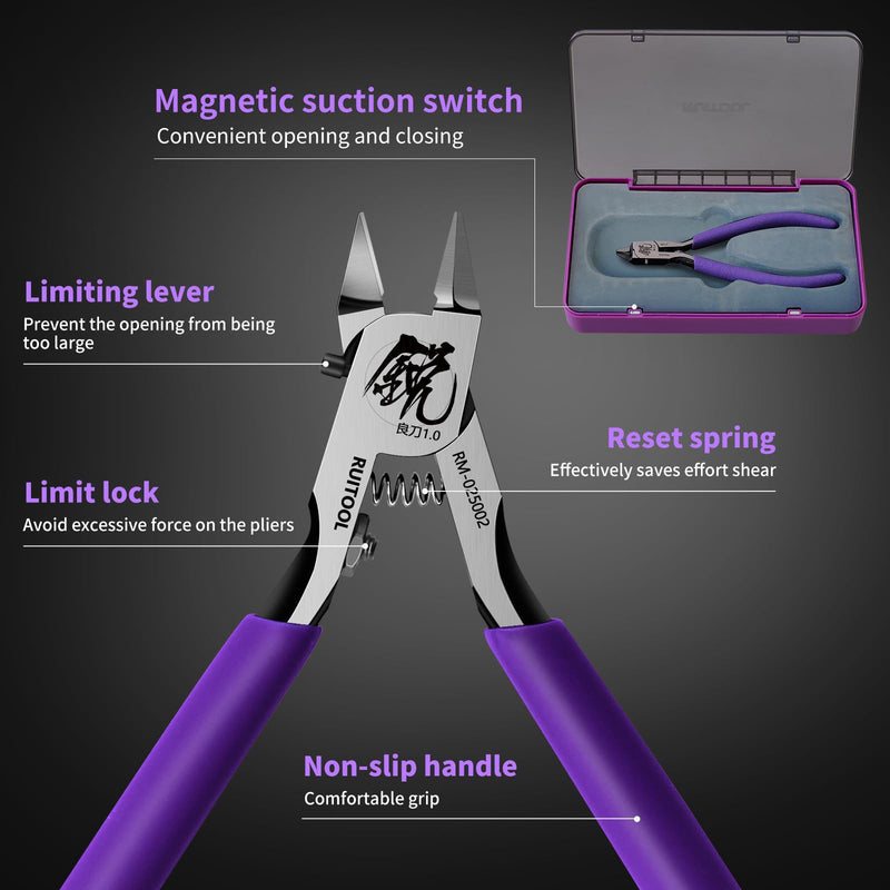 [Australia - AusPower] - RUITOOL Model Nippers,Gundam Model Tools for Beginners to Repair and Fix Plastic Models, Ultra-thin Single-edged Non-slip Grip,4.7 Inch Sharp Cutters for Gunpla Model Building RM 1.0-Purple 