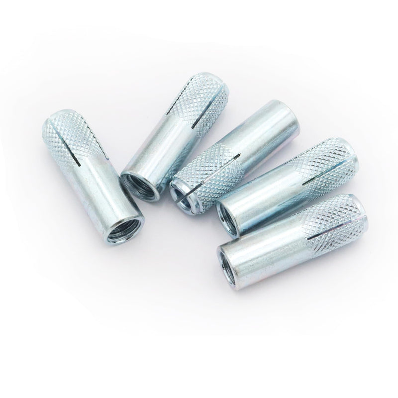 [Australia - AusPower] - 10pcs Drop in Anchors, (1/2''-13) Knurled Drop-in-Anchor for Solid Concrete, Internal Forced Expansion Screw Bolts, Carbon Steel, Zinc Plated (Silver) 