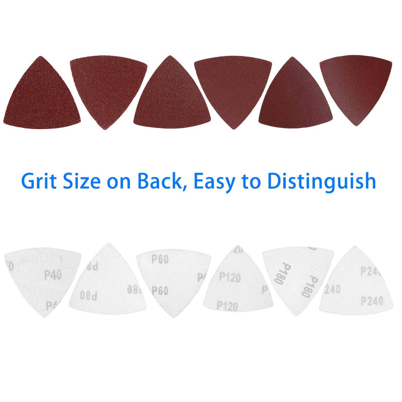 [Australia - AusPower] - Triangle Oscillating Multi Tool Sanding Pads, 60Pcs 3-1/8 Inch Oscillating tool sandpaper for Triangle Multitool Sanding pads assorted 40/60/80/120/180/240 Grits 60PACK SANDPAPER 