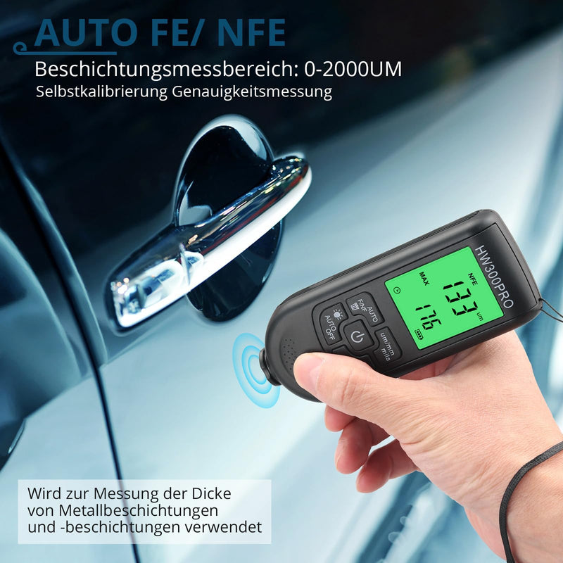 [Australia - AusPower] - ALLmeter Paint Thickness Gauge, Paint Thickness Gauge, Car Measuring Range 0 to 2000 um with LCD Display, Fe & NF for Measuring Paint Thickness in the Automotive Industry, Car Paint Tester 