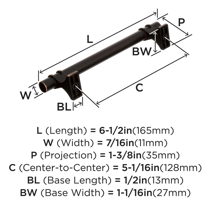 [Australia - AusPower] - Amerock | Cabinet Pull | Oil Rubbed Bronze | 5-1/16 inch (128 mm) Center to Center | Davenport | 1 Pack | Drawer Pull | Drawer Handle | Cabinet Hardware 5-1/16 inch (128mm) Center-to-Center 