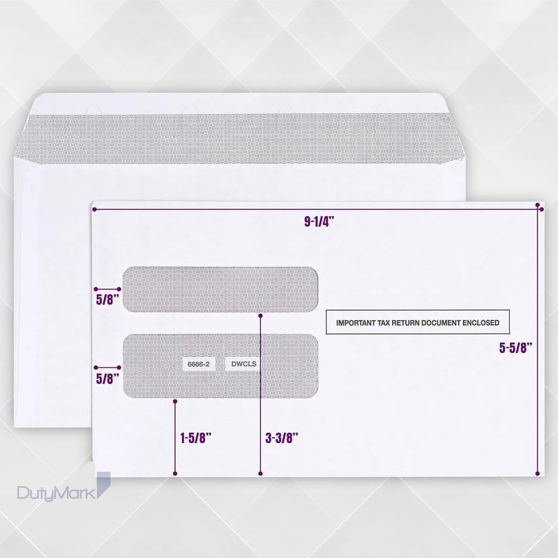 50 W2 Envelopes 2025 Self-Seal For W2 2-Up IRS Tax Forms W2 Double Window Security Envelopes For QuickBooks Online, Desktop, ADP and Other Software W2 Forms,5 5/8’’ x 9’’ Pack of 50 Envelopes