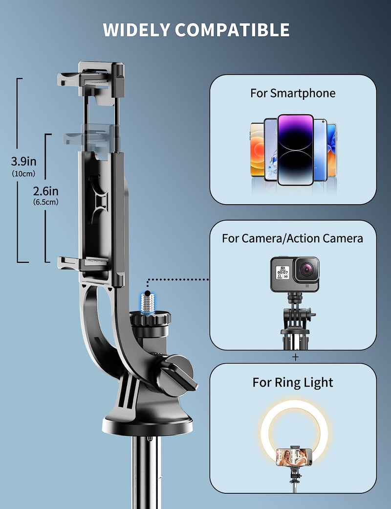 [Australia - AusPower] - 71" Phone Tripod & Selfie Stick, All in One Extendable Cell Phone Tripod with Wireless Remote, Tripod Stand for iPhone & Travel Tripod 360° Rotation Compatible with iPhone Android Phone, Camera Black 