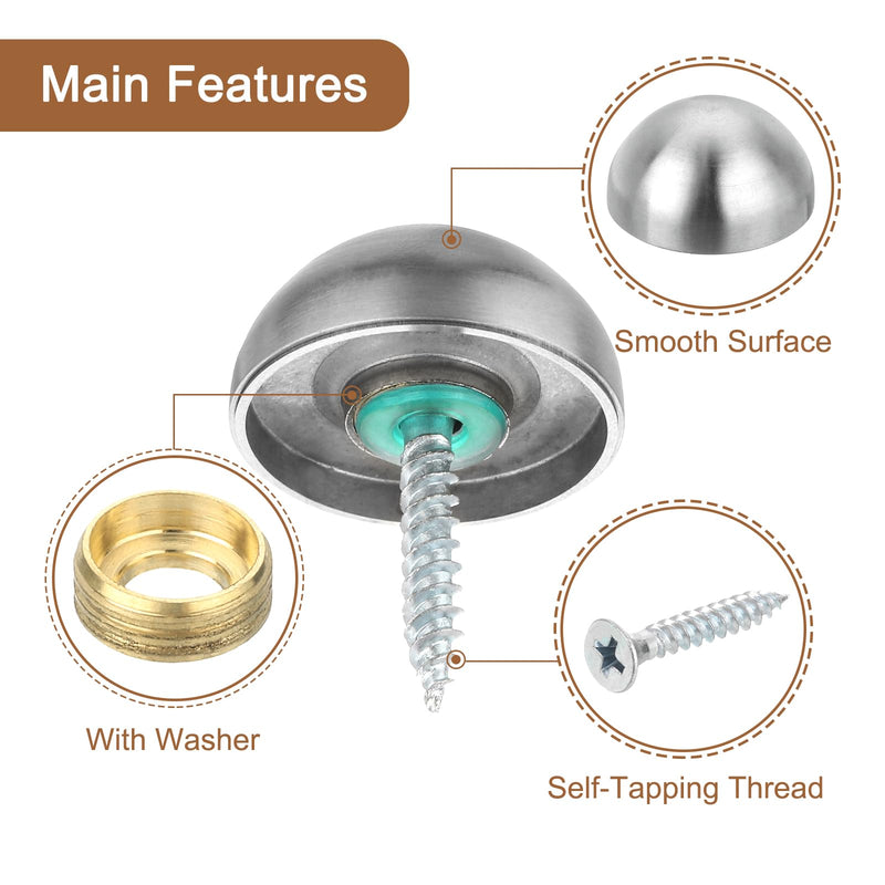 [Australia - AusPower] - uxcell 8 Set Mirror Screws with Caps, 25mm 304 Stainless Steel Decorative Cover Nails for Wall Mirror Mounting Sign Advertising Hardware, Silver 