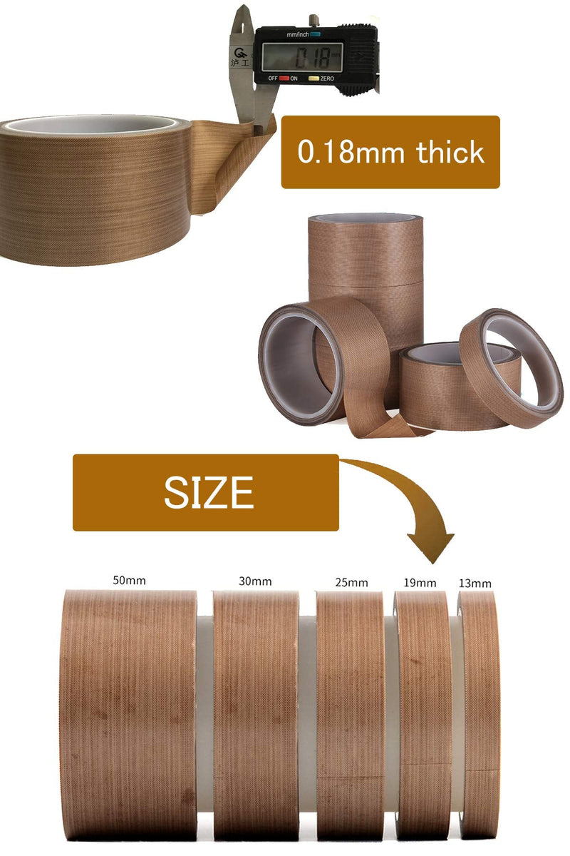 DY.2ten PTFE Coated Fiberglass Telfon Tape, 0.75" x 33 Feet, high Temperature Tape,Welding Sealing Tape,Drying Mechanical Conveyor Belt, Teflon Tape for Vacuum Sealer Machine 0.75inch x 33 Feet