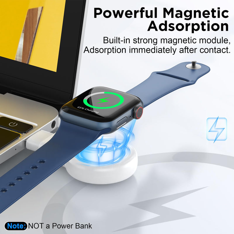 [Australia - AusPower] - 𝟐𝟎𝟐𝟒 𝐔𝐩𝐠𝐫𝐚𝐝𝐞 for Apple Watch Charger,Magnetic Portable iWatch Charger USB C&USB A Fast Wireless Charging Travel Battery Charger for iWatch Ultra2/Ultra/SE2/SE Series 9/8/7/6/5/4/3/2/1 AA-White 