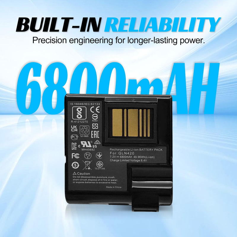 Replacement Battery for Zebra QLn420 ZQ630 Thermal Barcode Label Printer P1050667-016 BTRY-MPP-68MA1-01 P1040687 P1089760-002, etc.