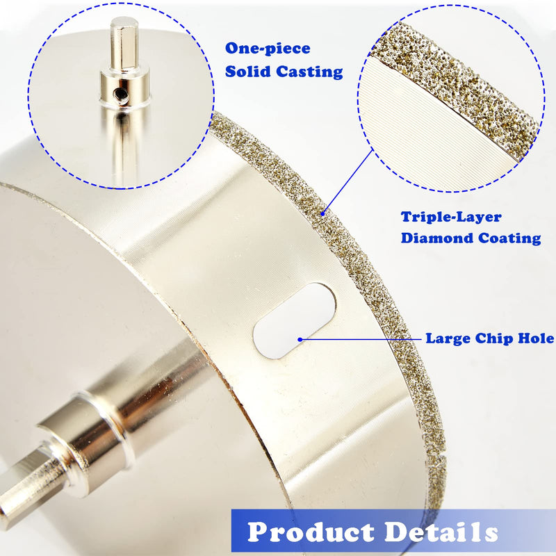 6 Inch (150mm) Diamond Hole Saw with Pilot Bit, 6" Tile Hole Saw for Granite, Ceramics, Porcelain Tiles, Marble, Glass, Stones,1 3/8" Depth of Cut for Thick Countertops 150mm | 6" 1