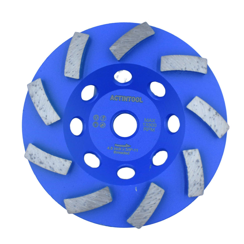 [Australia - AusPower] - 4.5 in. x 5/8-11 in. Threaded Arbor 9 Segments Diamond Turbo Cup Wheel for Stone Concrete Masonry (5/8"-11 Threaded) 4.5 Inch 5/8"-11 Threaded 