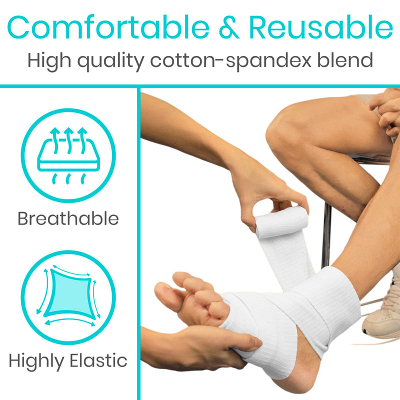 [Australia - AusPower] - Vive Elastic Tubular Bandage - (4.0" x 33 Feet) Stockinette Tubing for Arm & Legs - Stretch Cotton Compression Sleeve for Wound Care - Fabric Mesh Tube Gauze for Support - Medical Netting Roll 4.0”x10.94YD Beige 