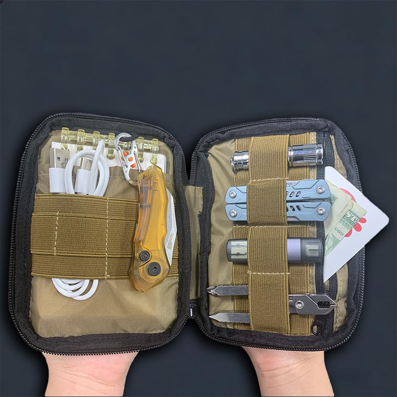 ROARING FIRE Picofire Pro EDC Pouch Organizer - Small Tool Pouch for Electronics, Cables, Flashlights,Multitool - with YKK Zippers, Water-Resistant 500D Nylon, Pocket pouch for men fde