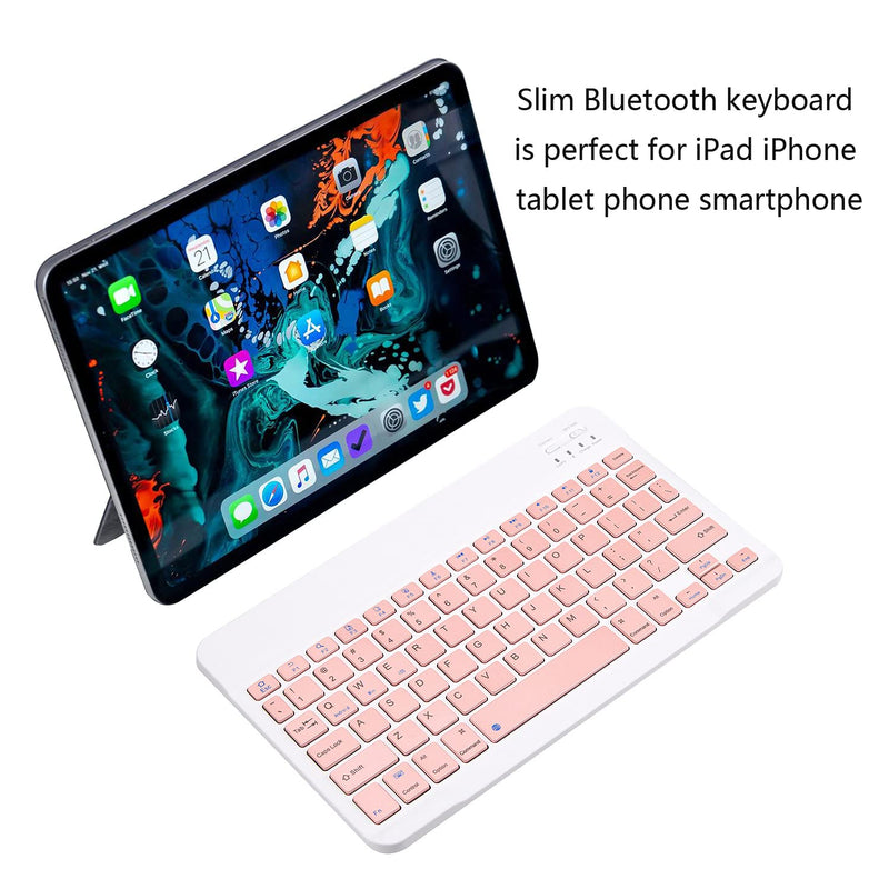 [Australia - AusPower] - Ultra-Slim Bluetooth Keyboard Portable Mini Wireless Keyboard Rechargeable for Apple iPad iPhone Samsung Tablet Phone Smartphone iOS Android Windows (10 inch Pink) 10 inch Pink 