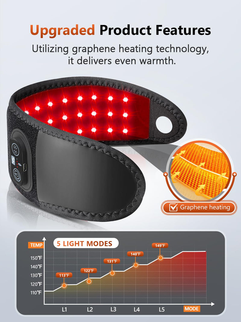 Red Light Therapy for Hands Wrist with Heat & Massage, FSA/HSA Eligible, 3000mAh Wireless Controller, Wearable Near Infrared & Red Light Wrist Wrap with 36 Beads for Faster Recovery & Hand Pain Relief