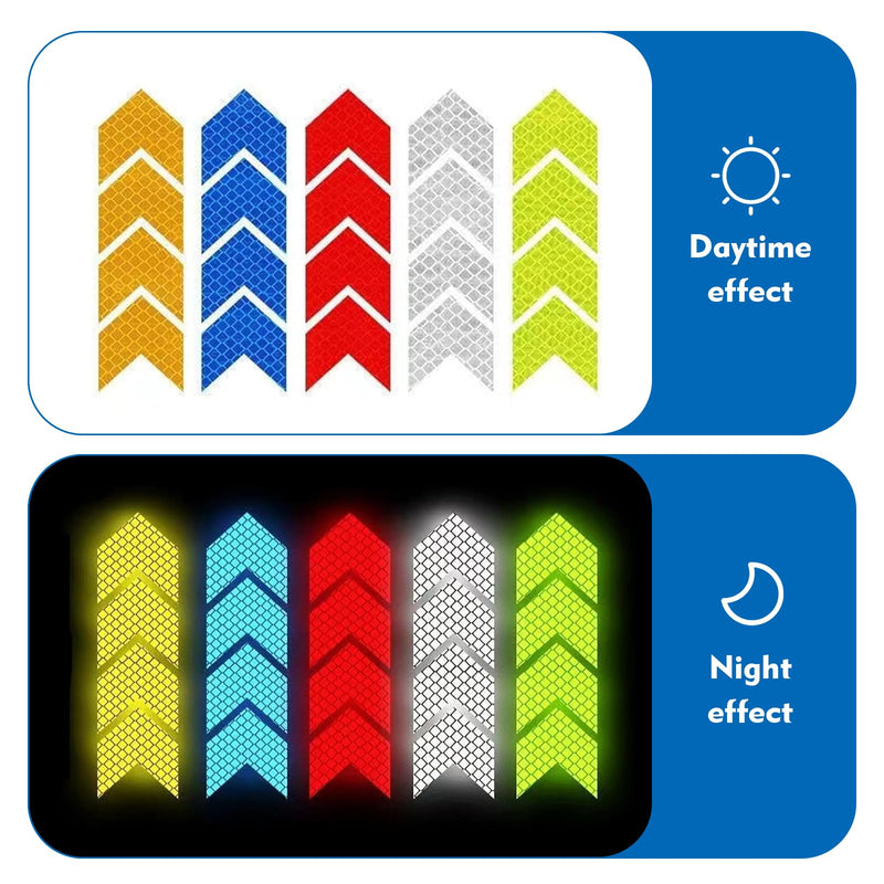 10 PCS Car Arrow Reflective Stickers, 1.97" x 1.81" Waterproof Safety Tapes, High Visibility Night Caution Warning Reflective Stickers, Universal for Most Cars (Blue) Blue