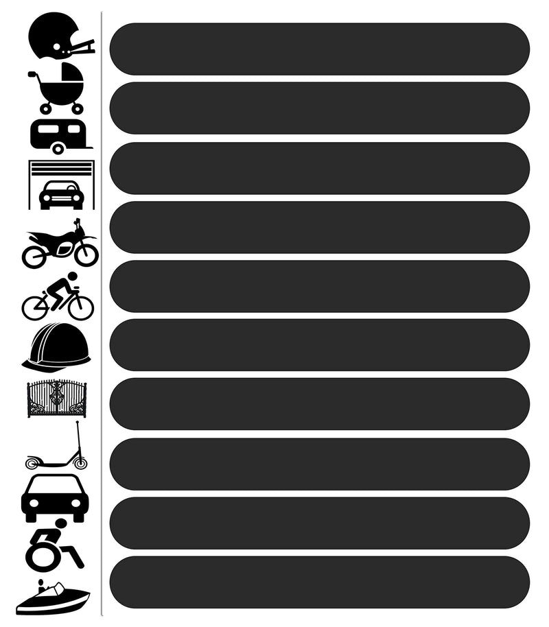 10pcs High Visibility Warning Reflective Stickers Stripes Motorcycle Bike Bicycle Kit Decals Black Reflector Highly Night Safety Sign Visibility Universal Self - Adhesive D 61