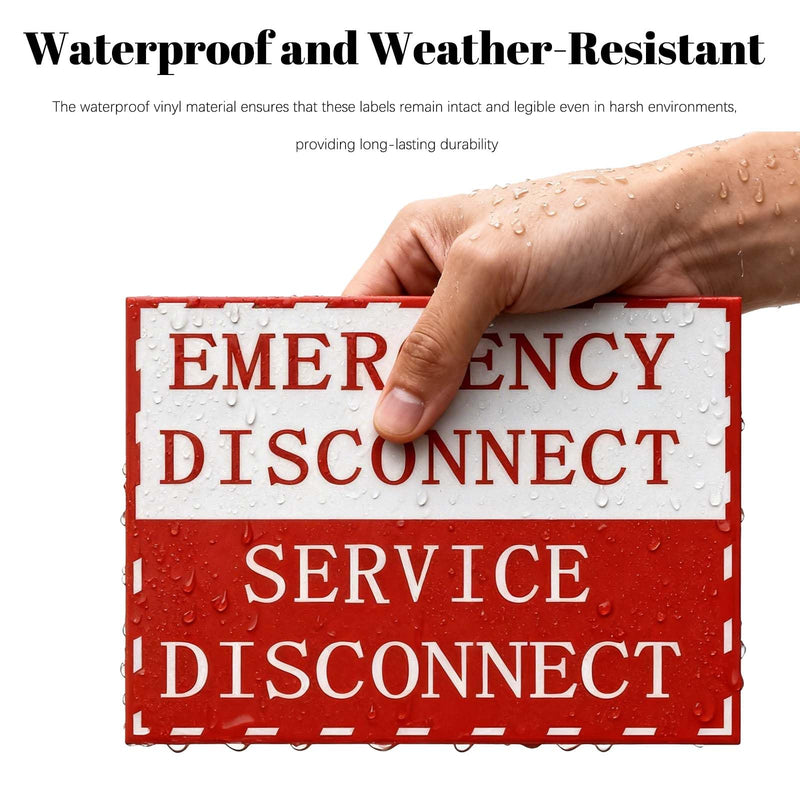 Magnetic NEC Compliant Emergency Disconnect Service Labels | Breaker Box Labels | Reusable Waterproof Vinyl Signs | 5 x 3.43 Inches | Pack of 7