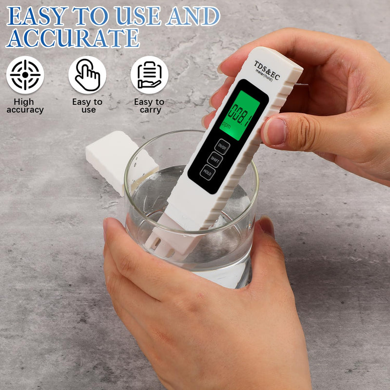 [Australia - AusPower] - 4 in 1 Digital Water Quality Tester,2025 NewTDS/EC/Temperature（°C/°F）Meter,0-9990 PPM Meter,Water Tester for Drinking Water RO/DI System Aquarium 