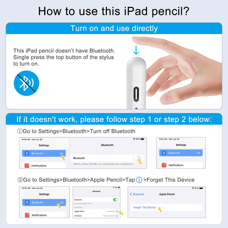 [Australia - AusPower] - Stylus Pen for iPad, 13 mins Fast Charging Apple iPad Pencil with Palm Rejection, Tilt Sensitivity, Work for 2018-2023 iPad Air 3/4/5, iPad Mini 5/6, iPad 6/7/8/9/10, iPad Pro 11", iPad Pro 12.9" A-White 