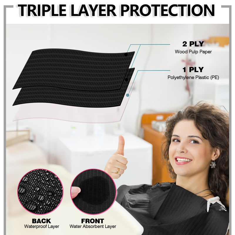 [Australia - AusPower] - Black Dental Bibs Disposable Dentist Bibs 13" x 18", 50 PCS Patient bibs Tattoo Paper Npkins 3 Ply Waterproof Dental Bib Sheets Dentist or Medical Tray Cover and Nail Table Cover Black 