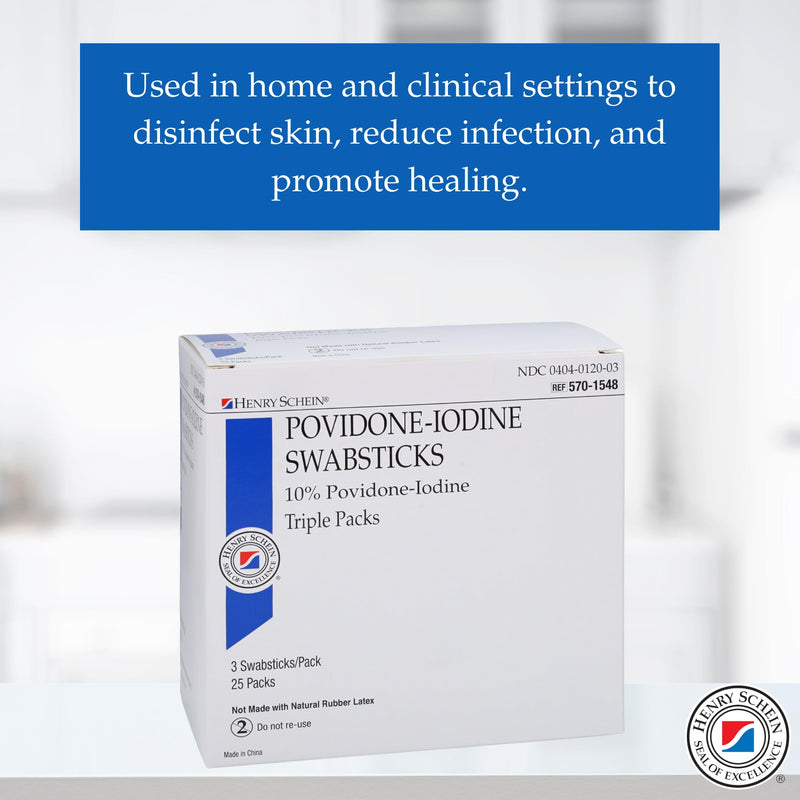 [Australia - AusPower] - Prep Povidone-Iodine Swabsticks 3's, Individually Packed, Sterile, Antiseptic for Skin Preparation, 10% Povidone-Iodine- 25/BX White 25 Count (Pack of 1) 