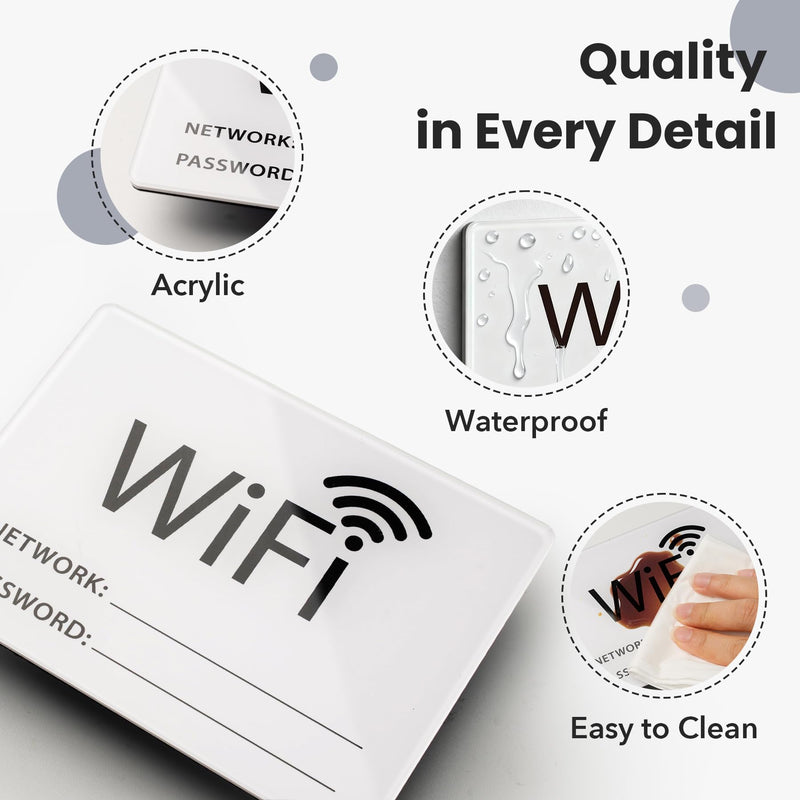 Vacation Rental & BnB Host Starter Kit - 6 Pack (5"x3") - Short Term Home Guest Essentials - WiFi Password, No Smoking, Owner's Closet & Review Signs - Modern Minimalist Black & White Decor Simple