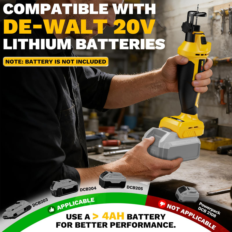 Cordless Drywall Cut-Out Tool Compatible with Dewalt 20V Battery, 3 Speed Adjustable Brushless Rotary Saw with Up to 30000 RPM, Compact Spiral Saw Kit for Wood,Drywall,Tiles,plastic, (Tool Only) For Dewalt