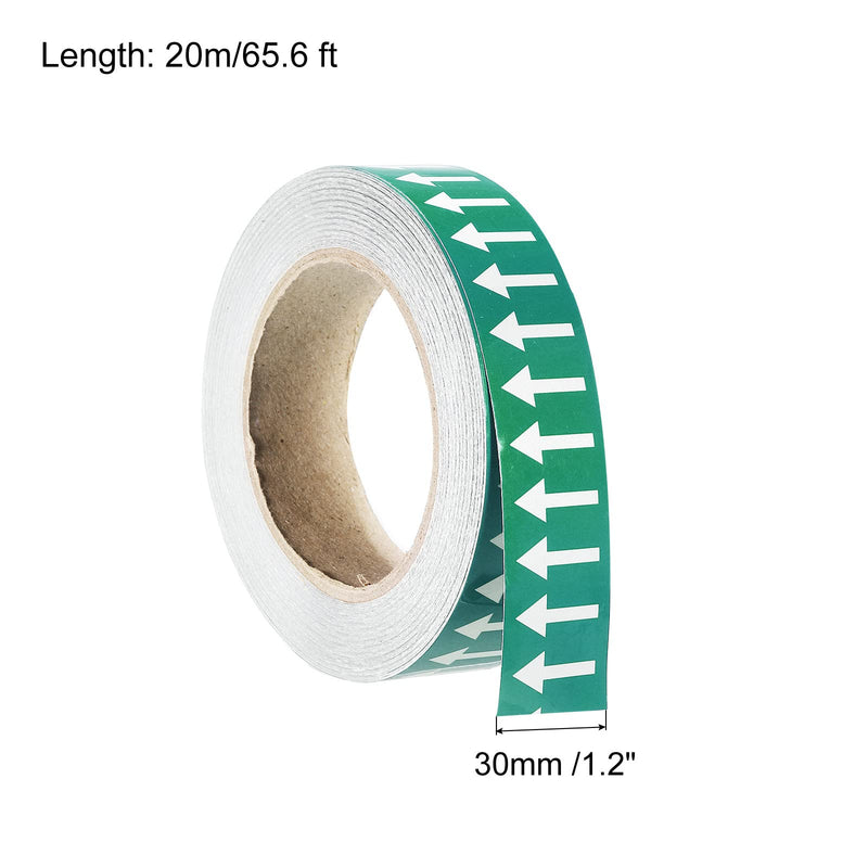 [Australia - AusPower] - PATIKIL White on Green Color Arrow Tape Vinyl Stickers Arrow Labels 30mm/1.2" for Pipe Markers, 1 Roll 