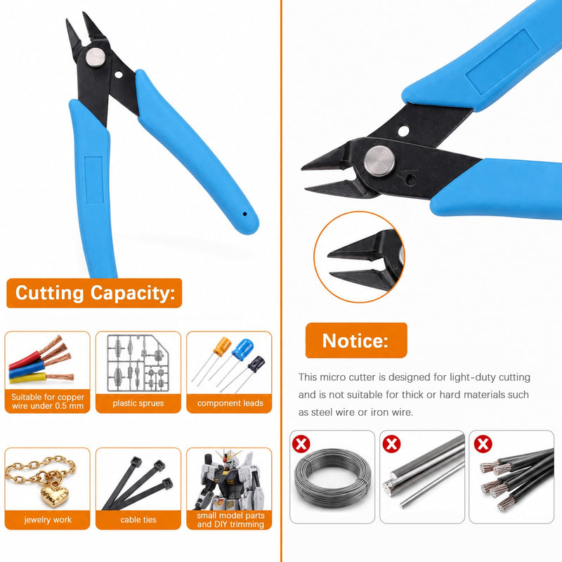 Soldering Wire, Flux Soldering, Soldering Tip Cleaner and Micro Side Cutter, 4-Piece Soldering Accessories Set with Lead-Free Solder Wire for Electronics Repair, DIY Work and DIY