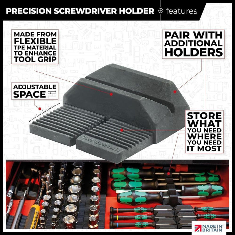 StealthMounts Drawer Hive Precision Screwdriver Holder - 10 Pack | Modular Toolbox Organizer for Professional and DIY Mechanics | Injection Molded TPE | Made in UK