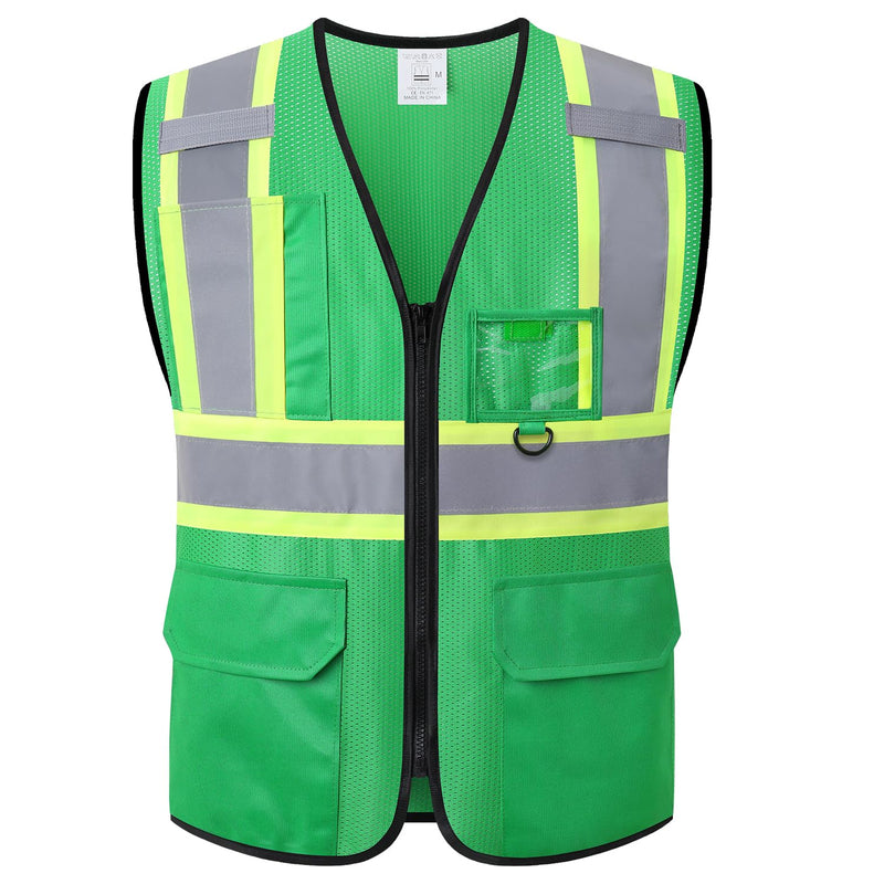 Hi Vis Reflective Safety Vest for Men Women with Multiple Pockets High Visibility Mesh Construction Work Vest,Meets ANSI/ISEA Standards(EK1-178-Green-3XL) Green 3X-Large 1